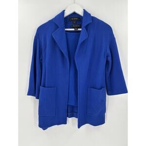 St John Blouse Jacket Set Womens Small Blue Wool Blend Knit Tank Blazer 2PC